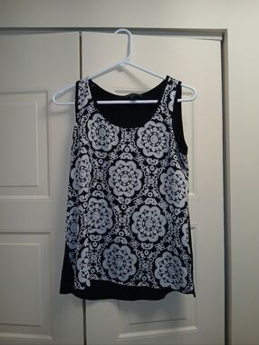 august silk Black and White Medallion Tank Top